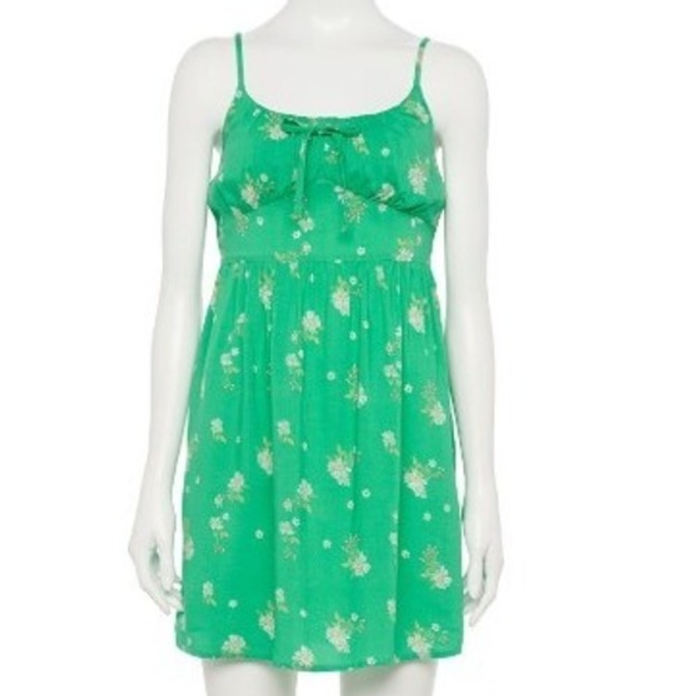 NWT Sonoma Tie Front Fit & Flare Green Floral Mini Dress Juniors Size XXL